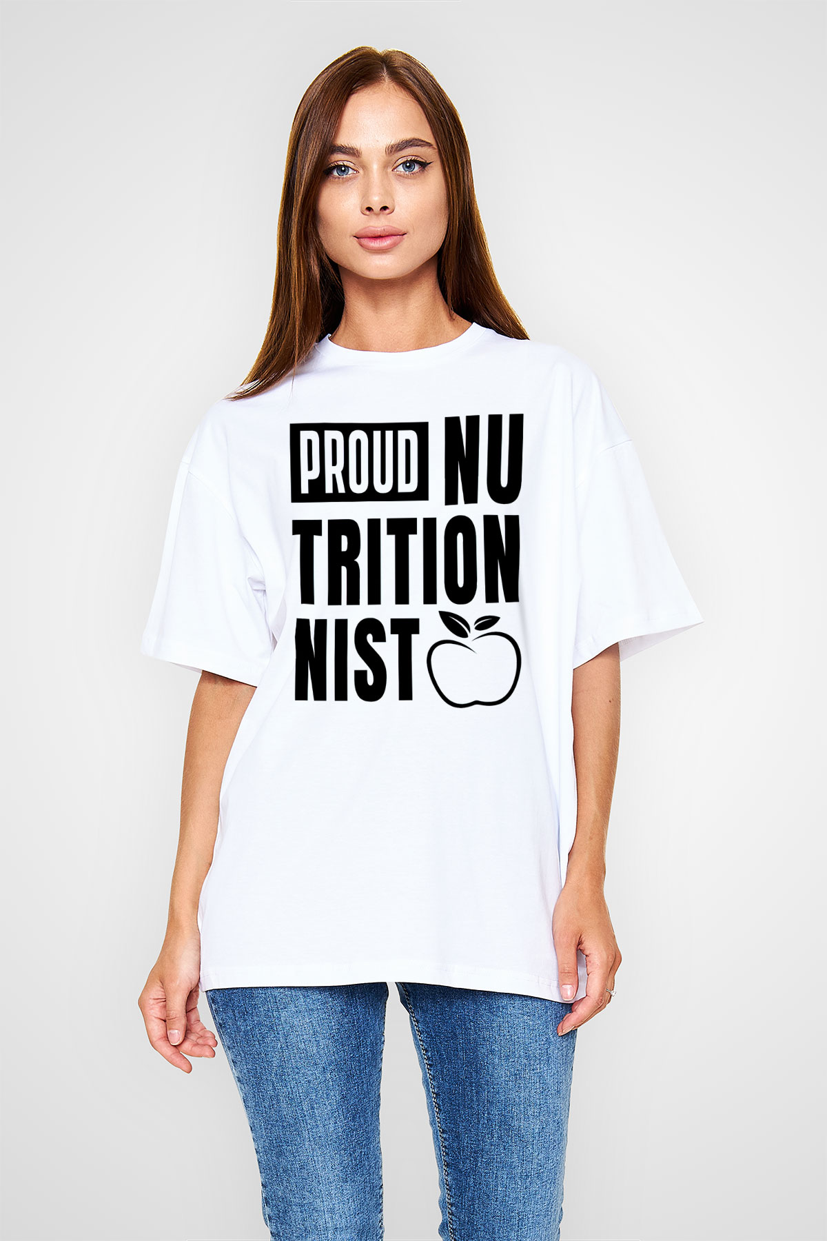 Diyetisyen Beyaz Oversize Tişört Oversize T-shirt - TişörtFabrikası