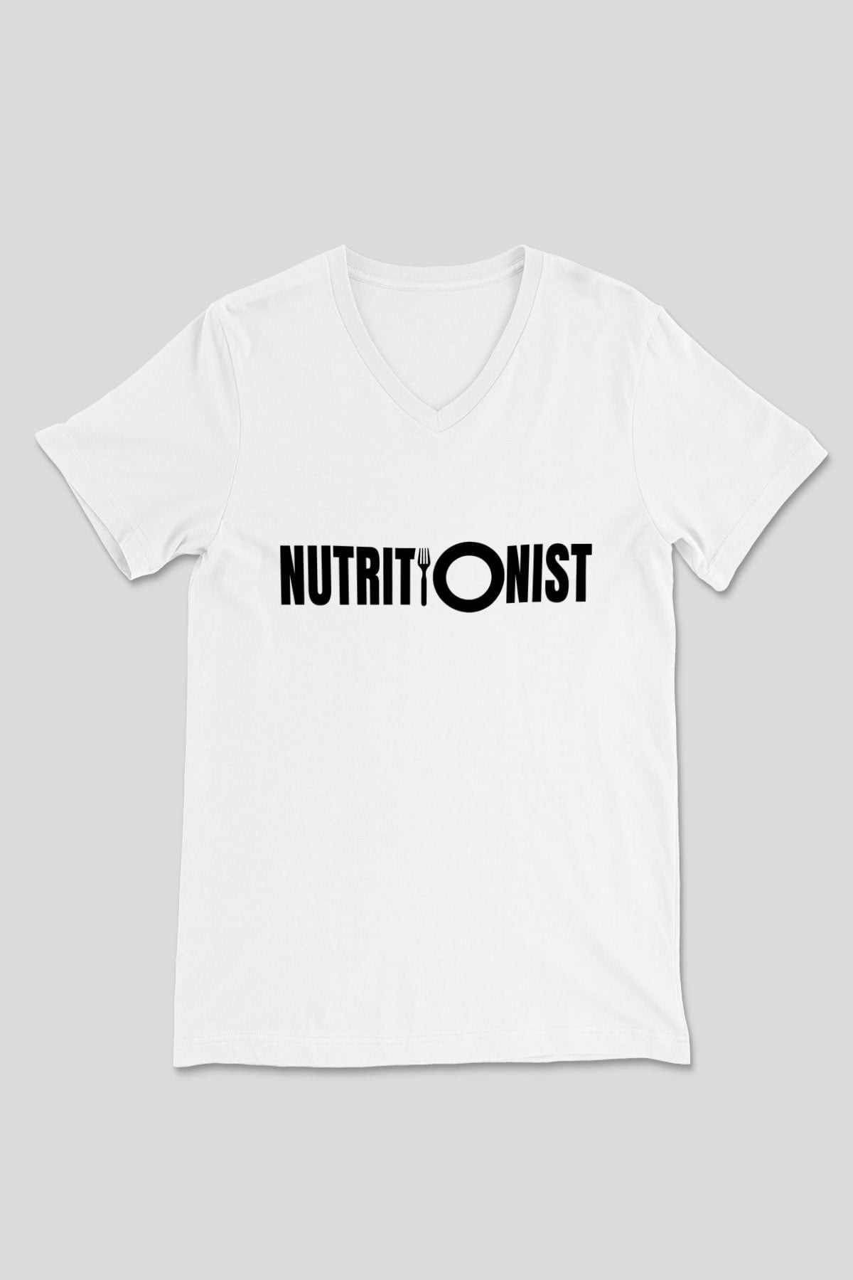 Diyetisyen Beyaz Unisex V Yaka Tişört