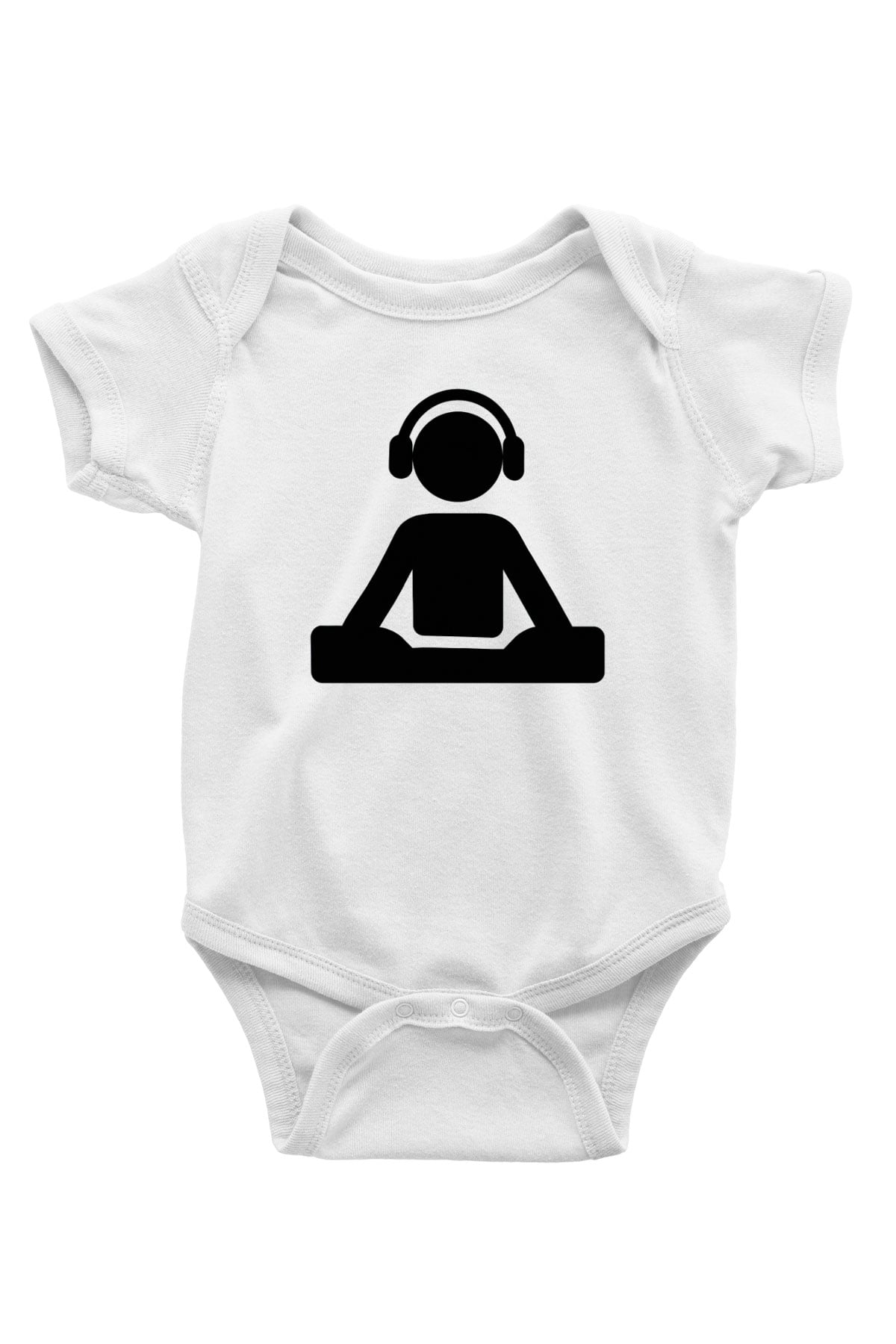 DJ Baskılı Beyaz Unisex Bebek Body - Zıbın