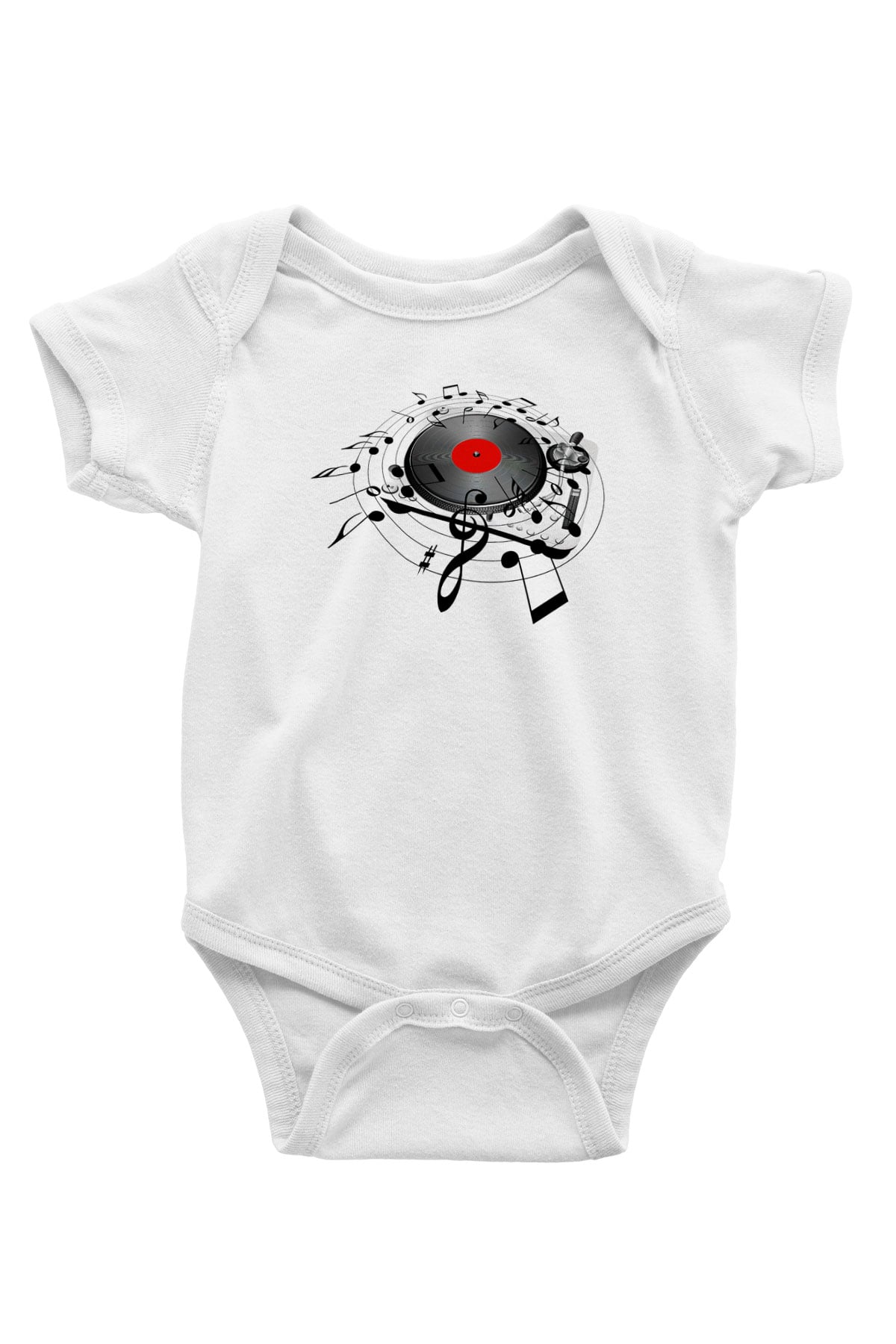 DJ Baskılı Beyaz Unisex Bebek Body - Zıbın