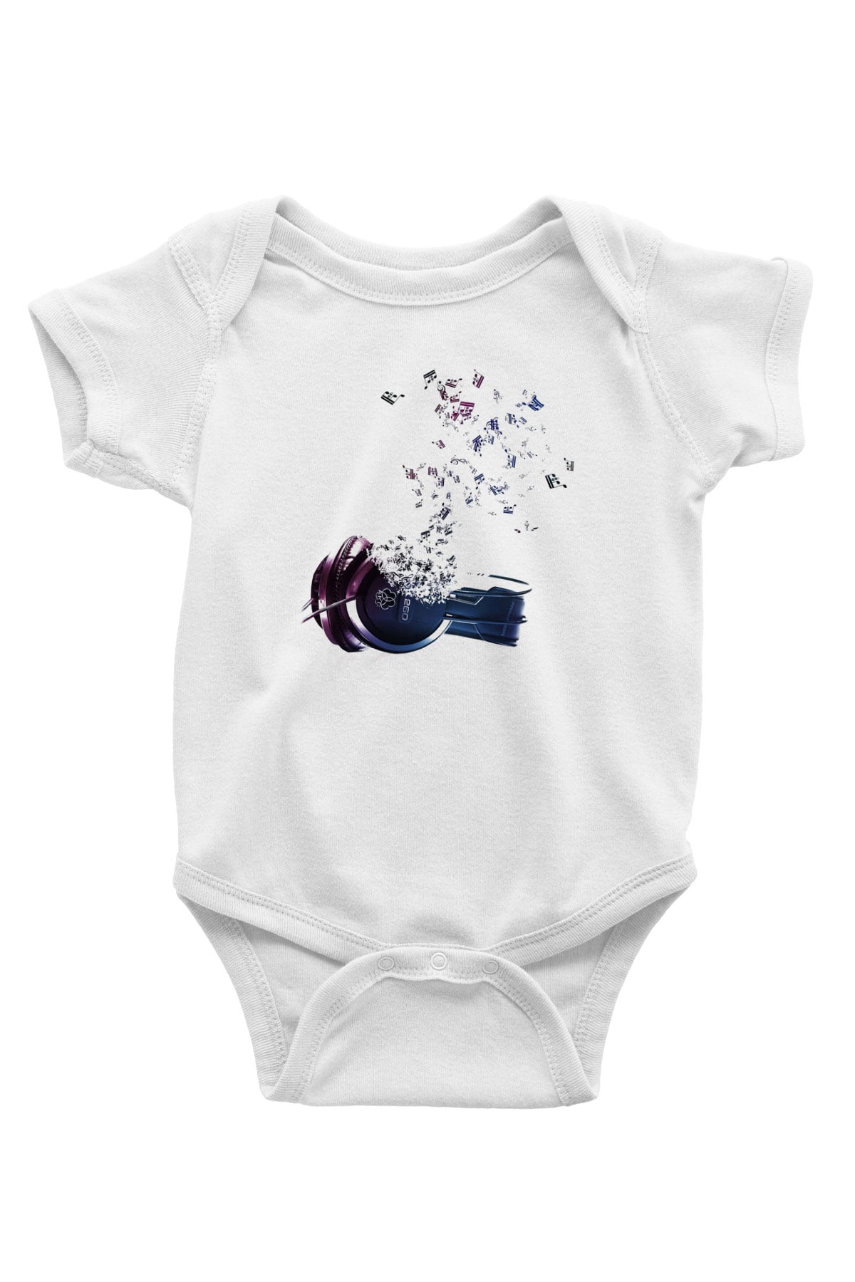 DJ Baskılı Beyaz Unisex Bebek Body - Zıbın