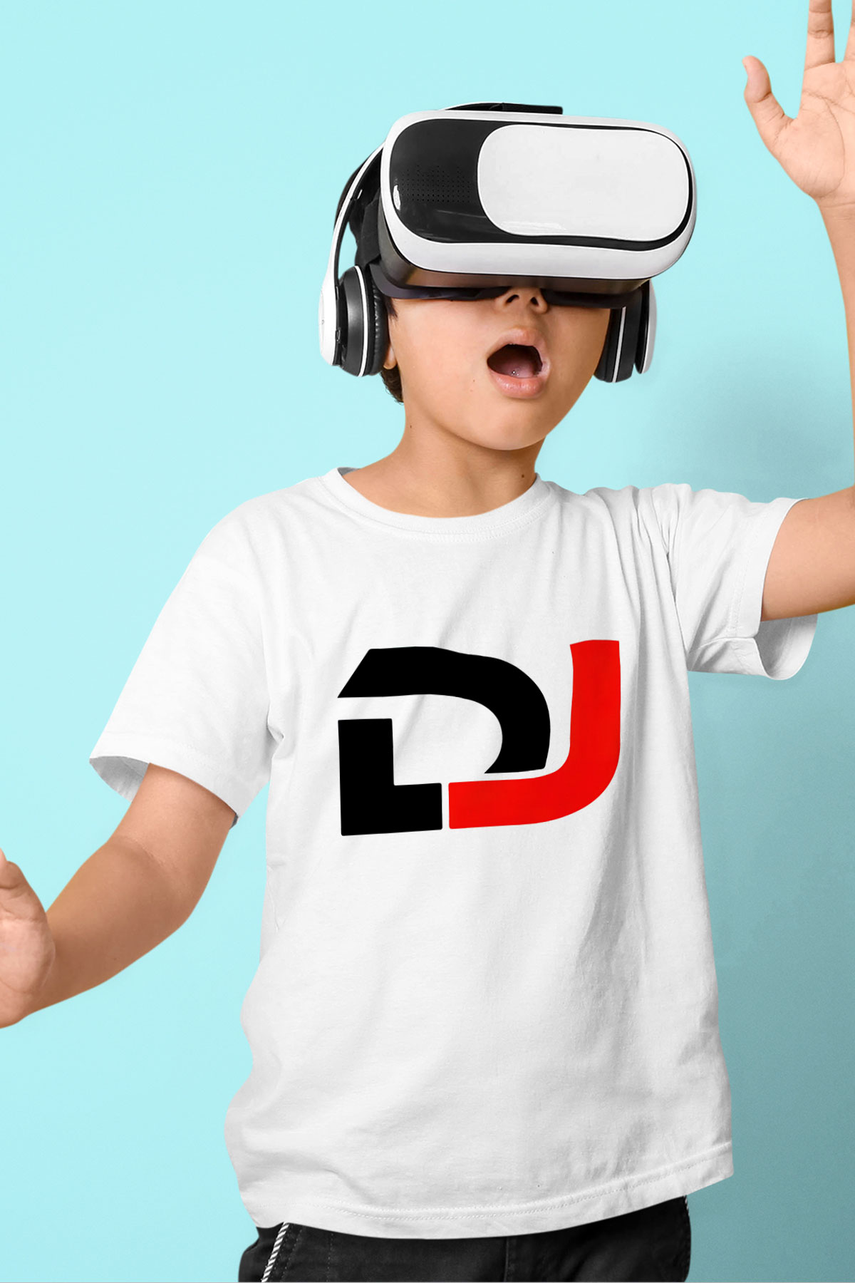 DJ Baskılı Beyaz Unisex Çocuk Tişört