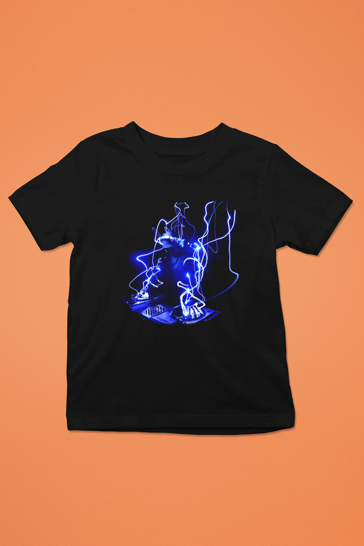 DJ Baskılı Siyah Unisex Çocuk Tişört