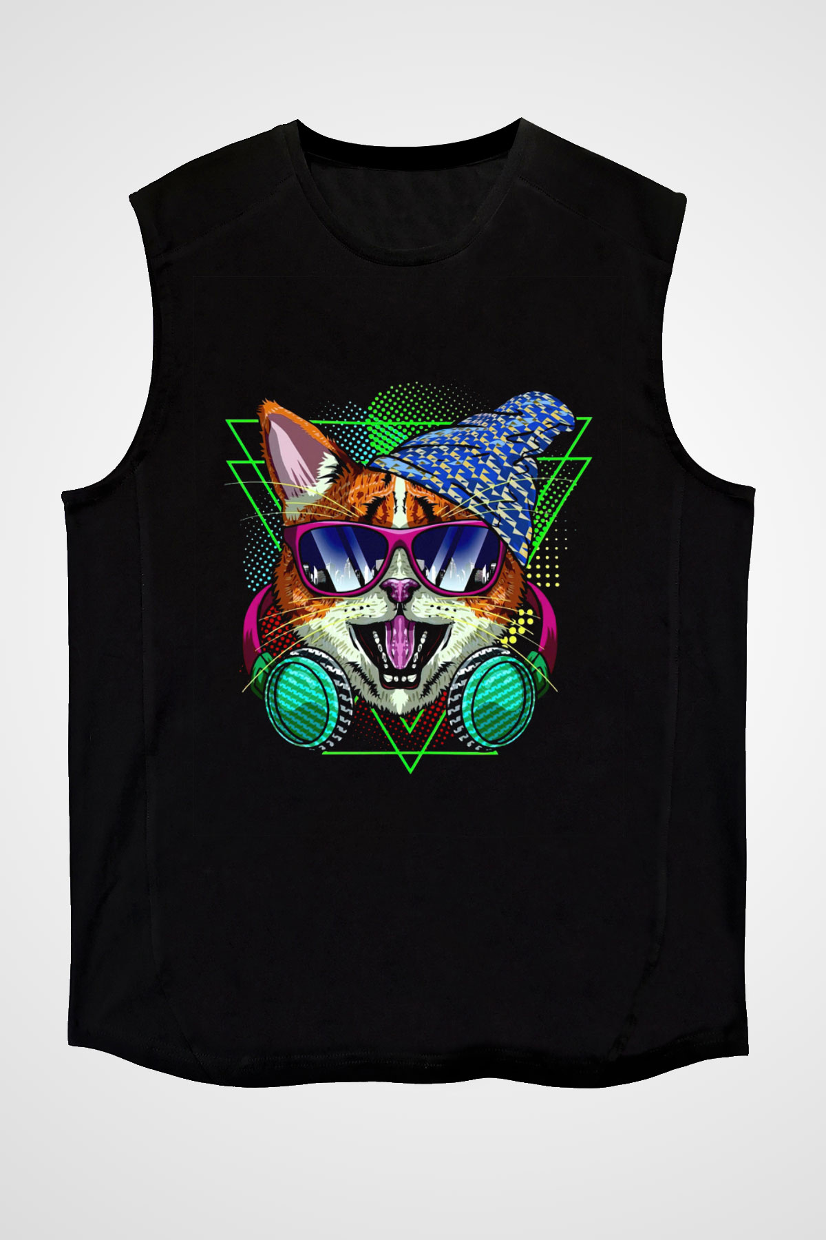 DJ Baskılı Unisex Siyah  Kolsuz Tişört