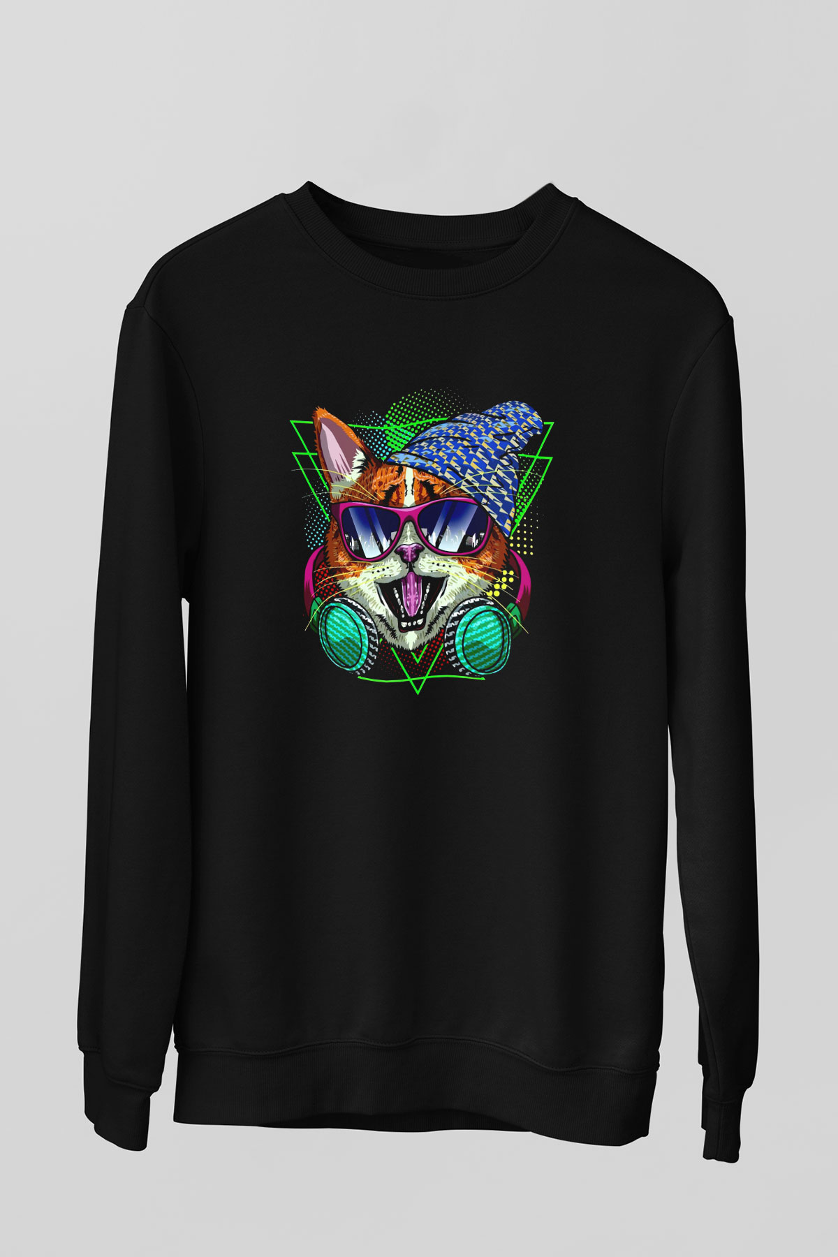 DJ Baskılı Unisex Siyah  Sweatshirt