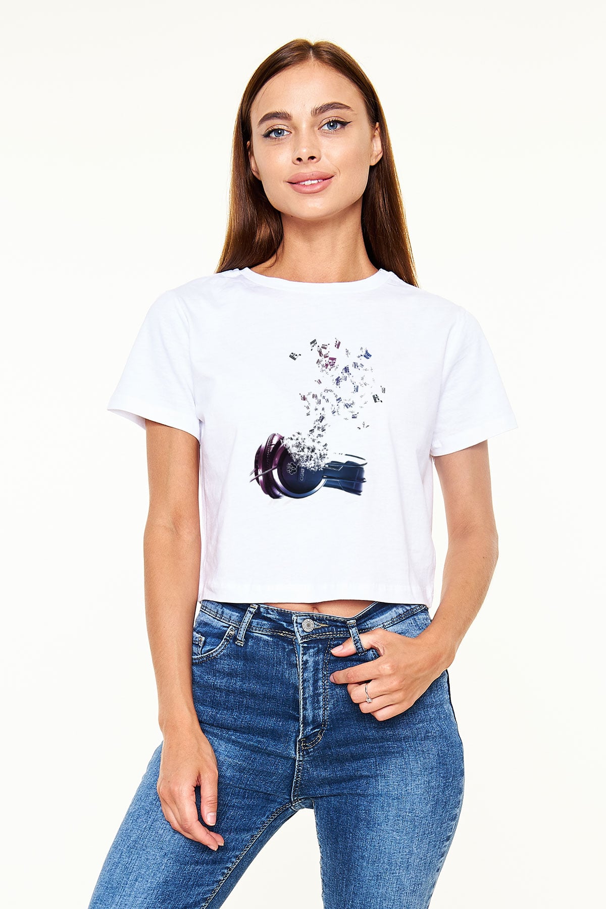 DJ Beyaz Croptop Tişört
