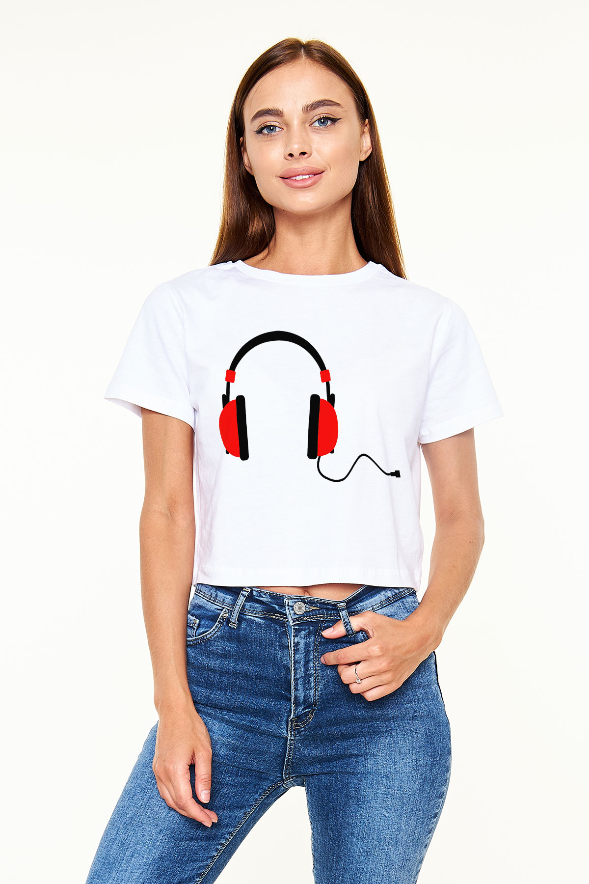 DJ Beyaz Croptop Tişört