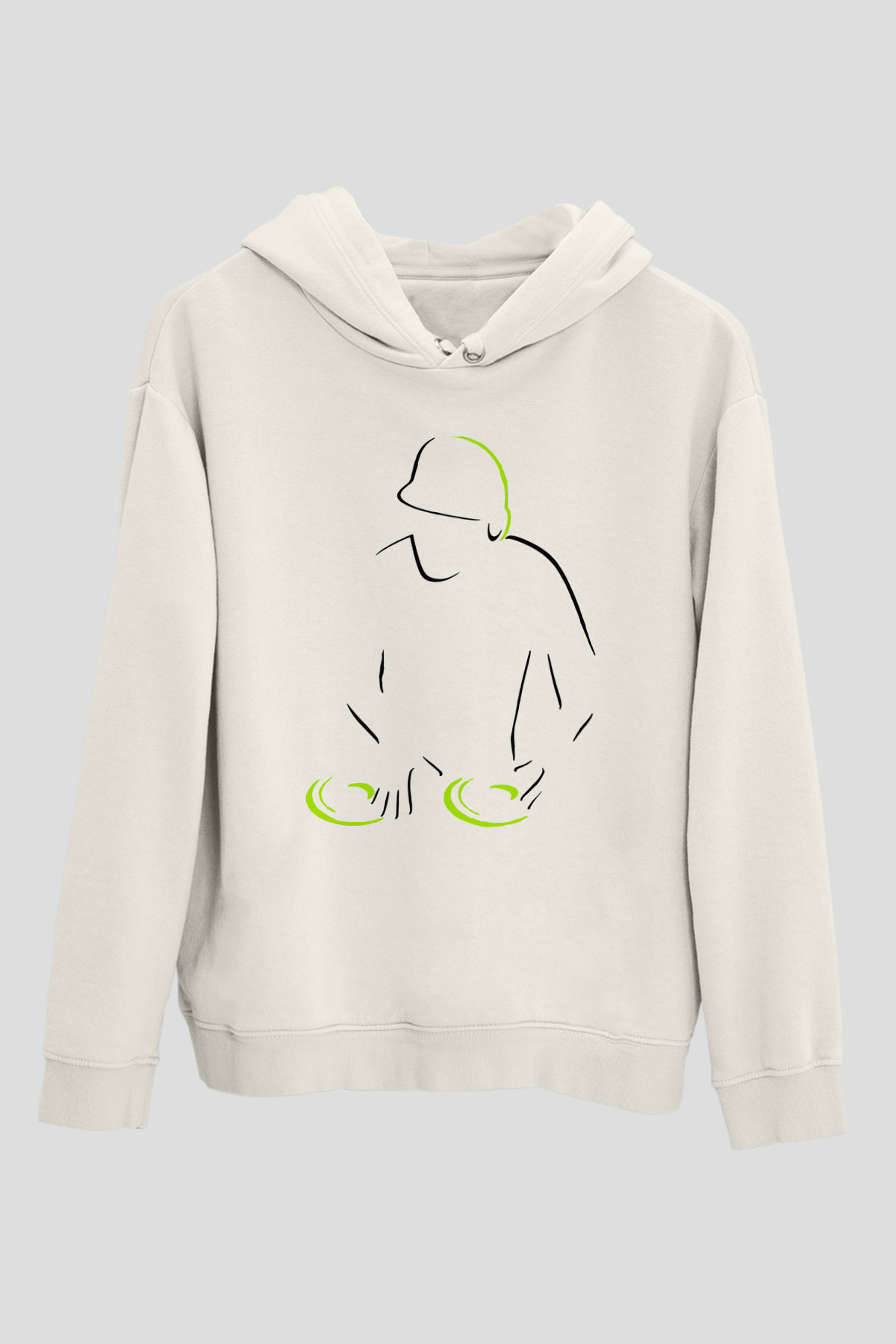 DJ Beyaz Unisex Kapşonlu Sweatshirt