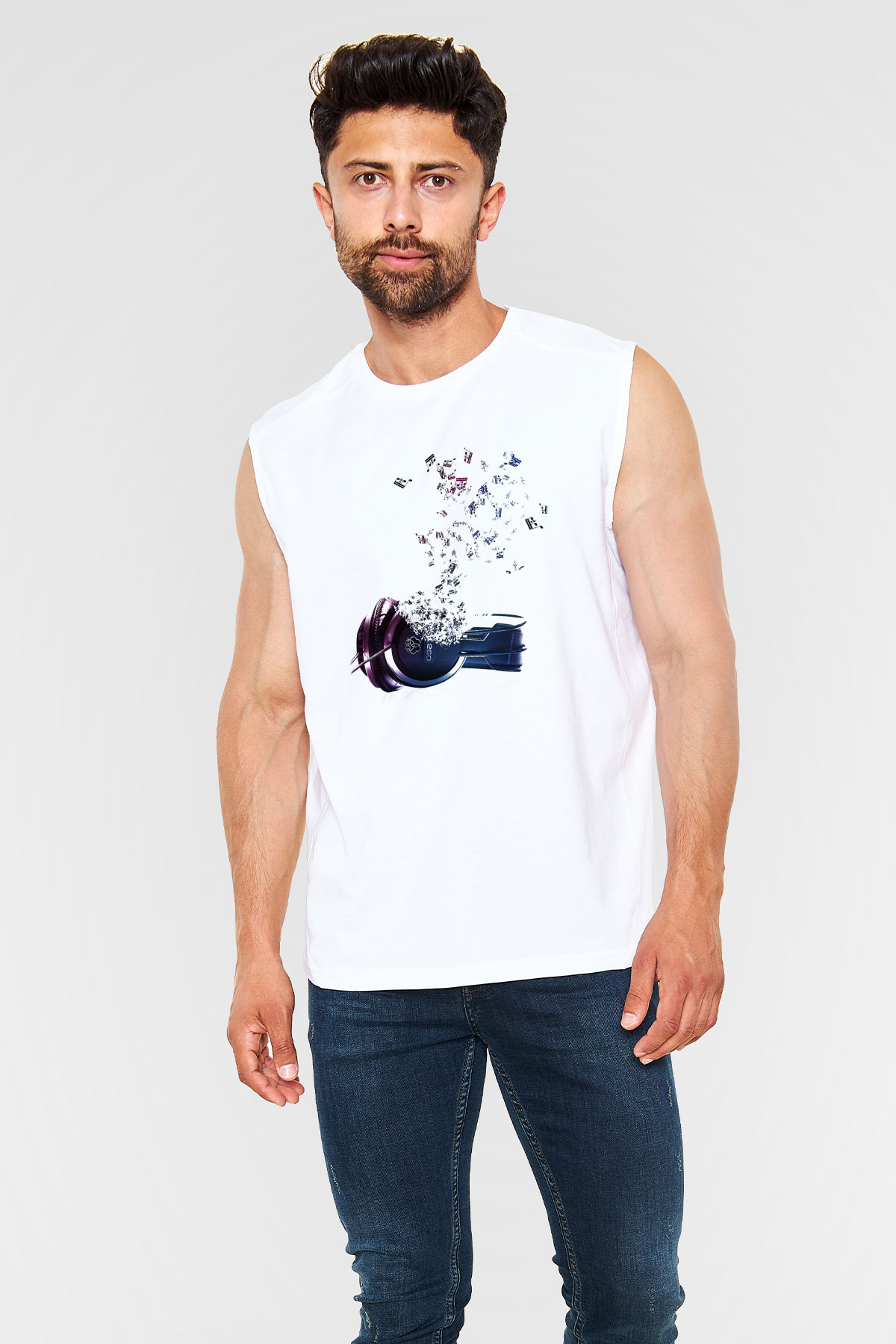 DJ Beyaz Unisex Kolsuz Tişört