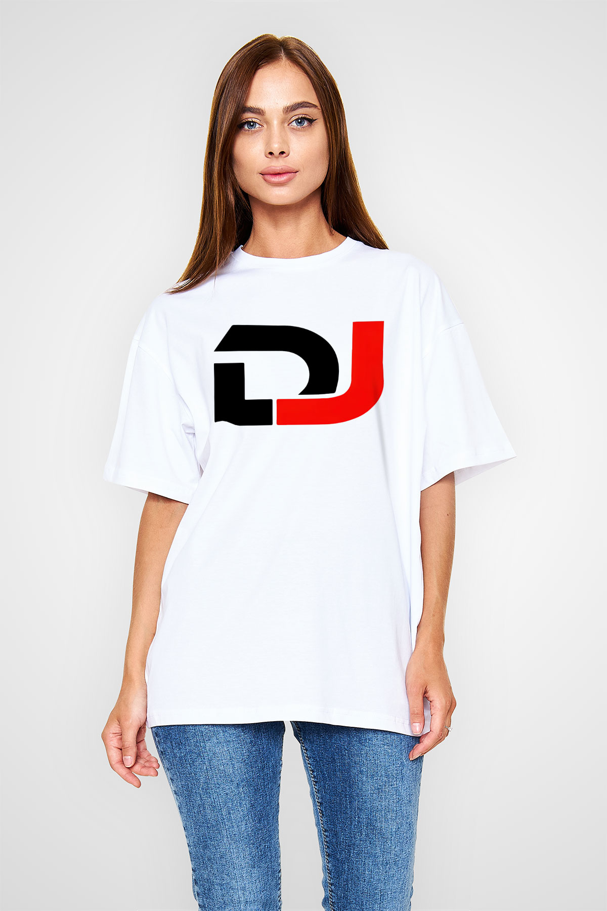 DJ Beyaz Unisex Oversize Tişört T-Shirt