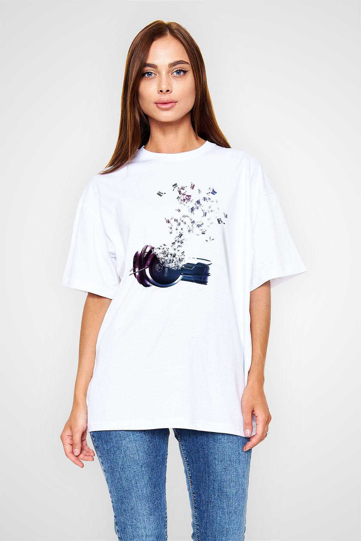 DJ Beyaz Unisex Oversize Tişört T-Shirt