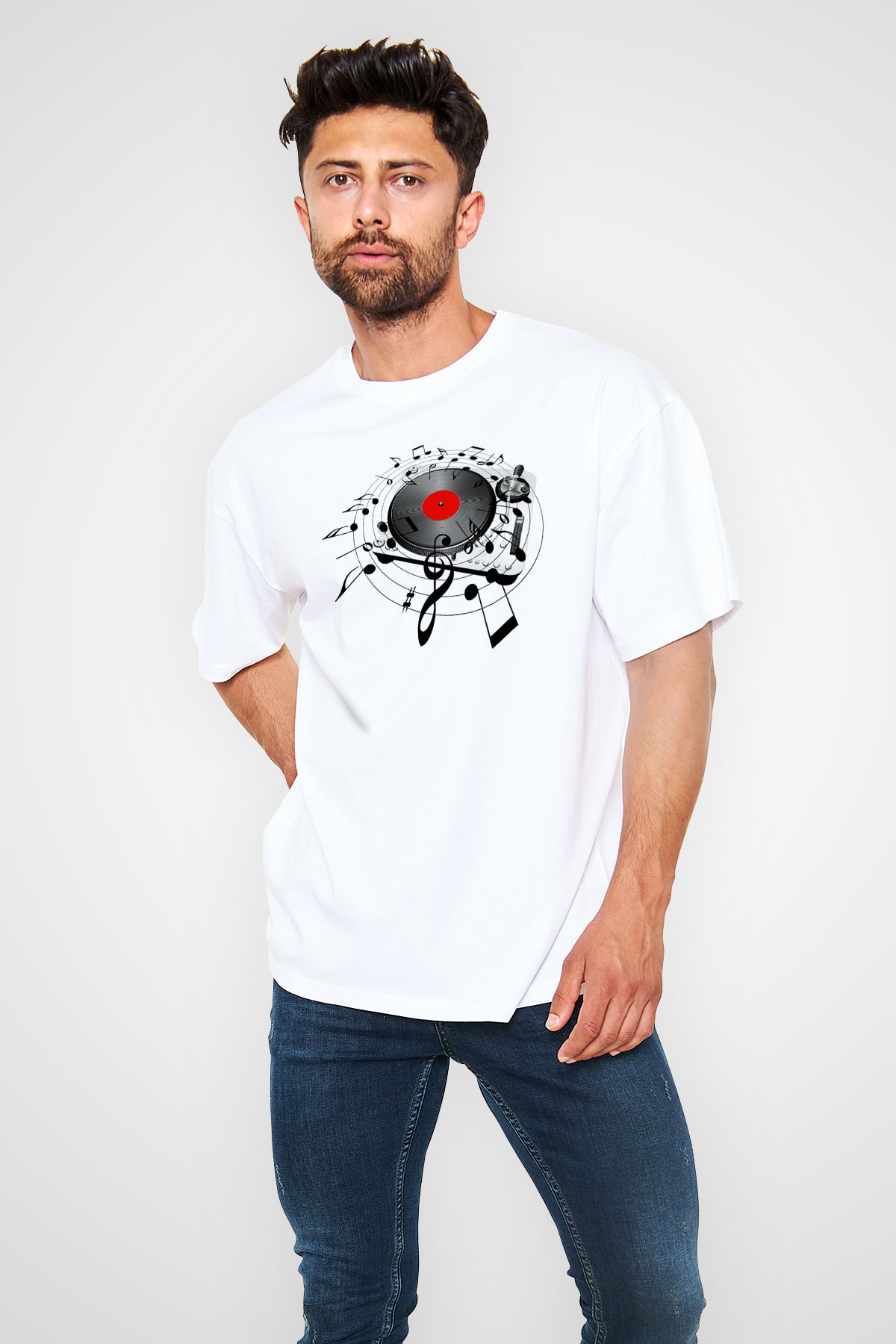 DJ Beyaz Unisex Oversize Tişört T-Shirt