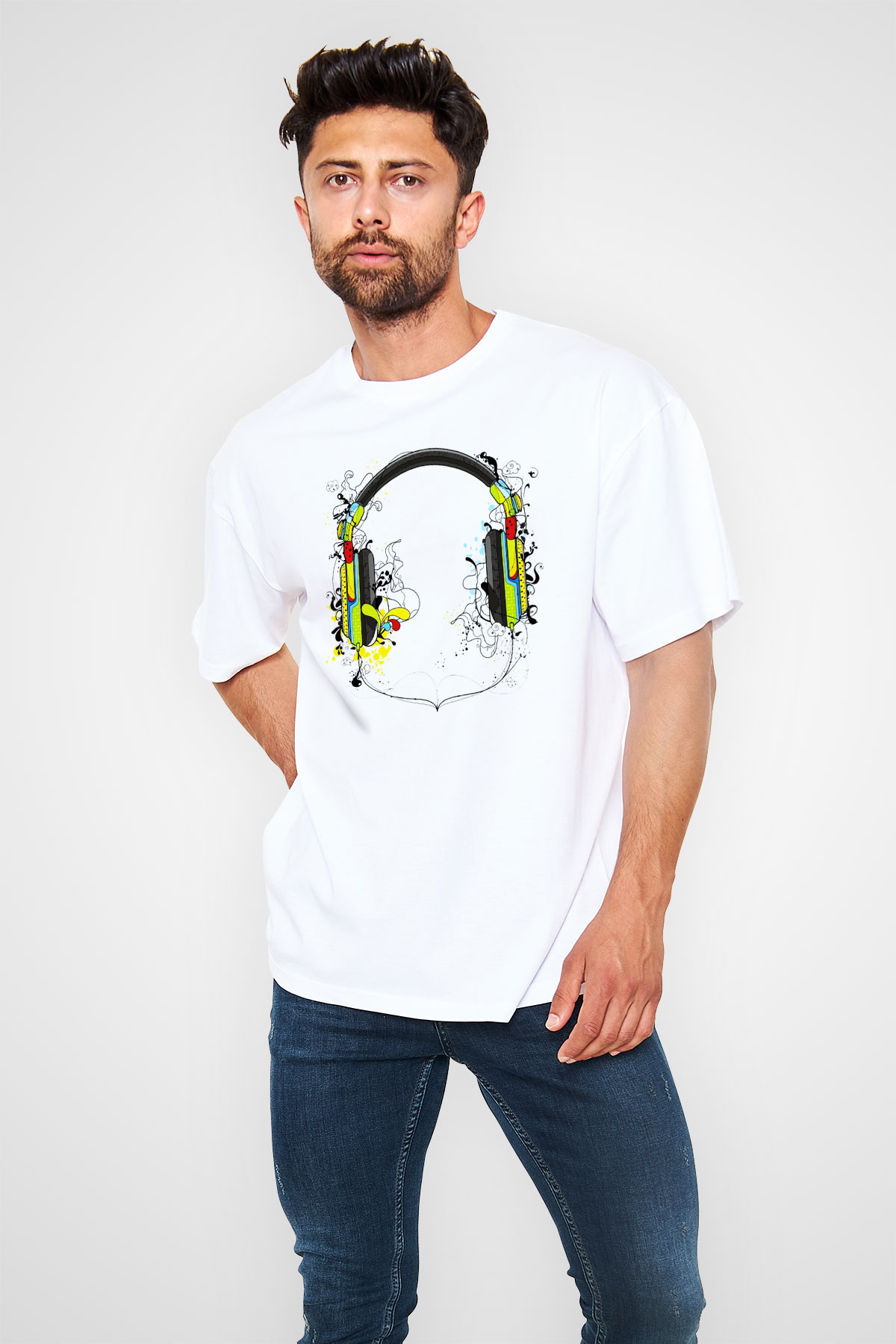 DJ Beyaz Unisex Oversize Tişört T-Shirt