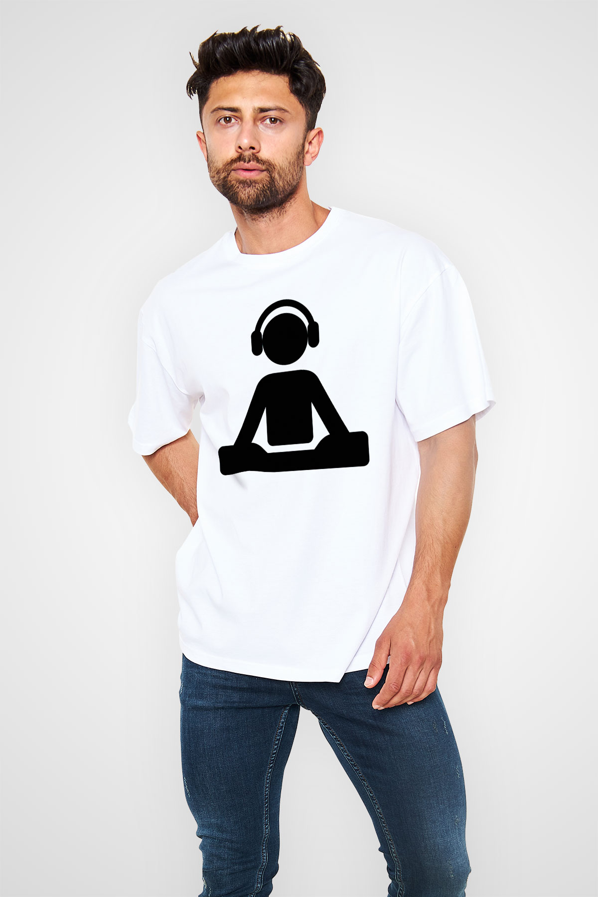 DJ Beyaz Unisex Oversize Tişört T-Shirt