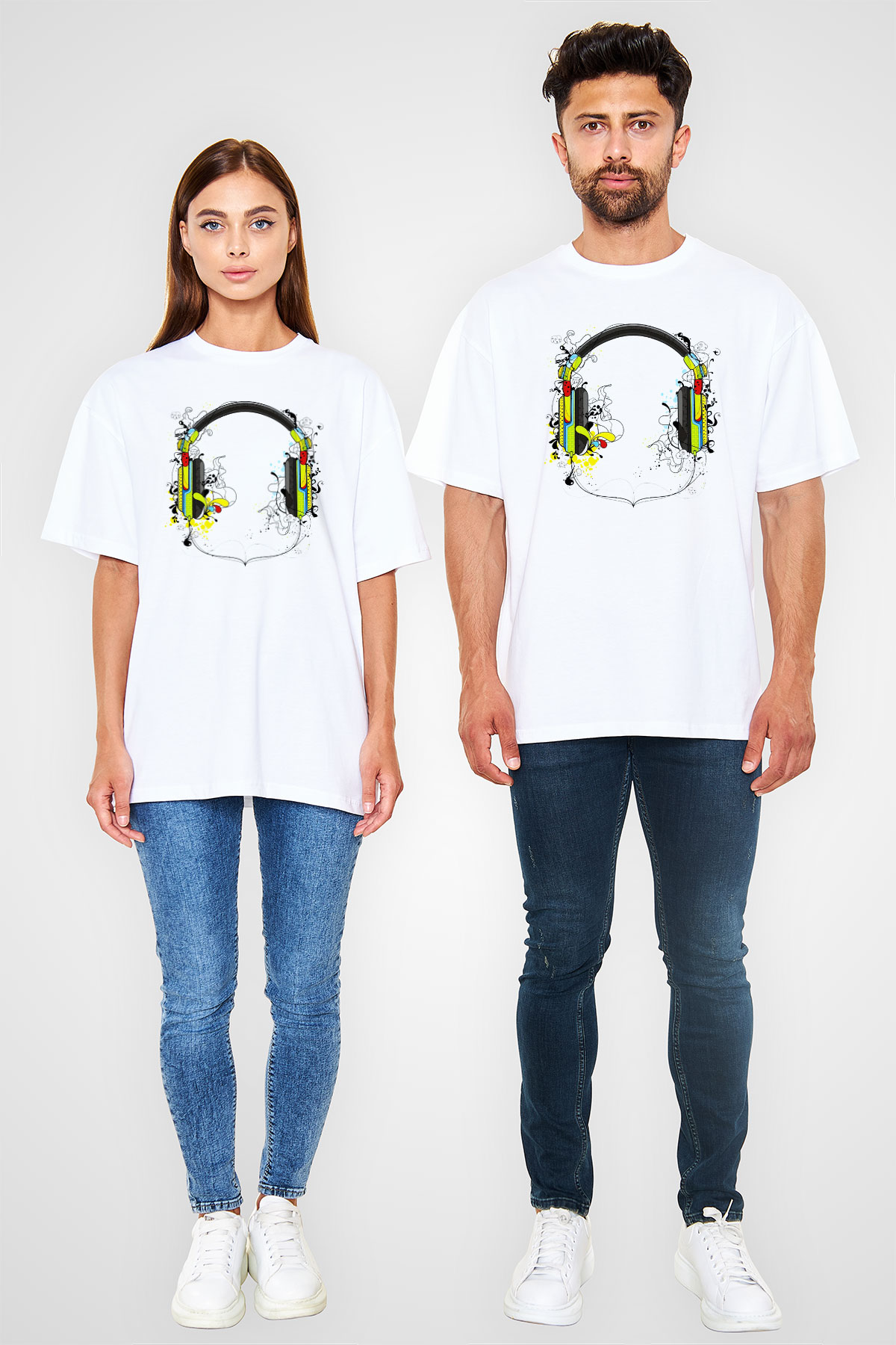 DJ Beyaz Unisex Oversize Tişört T-Shirt