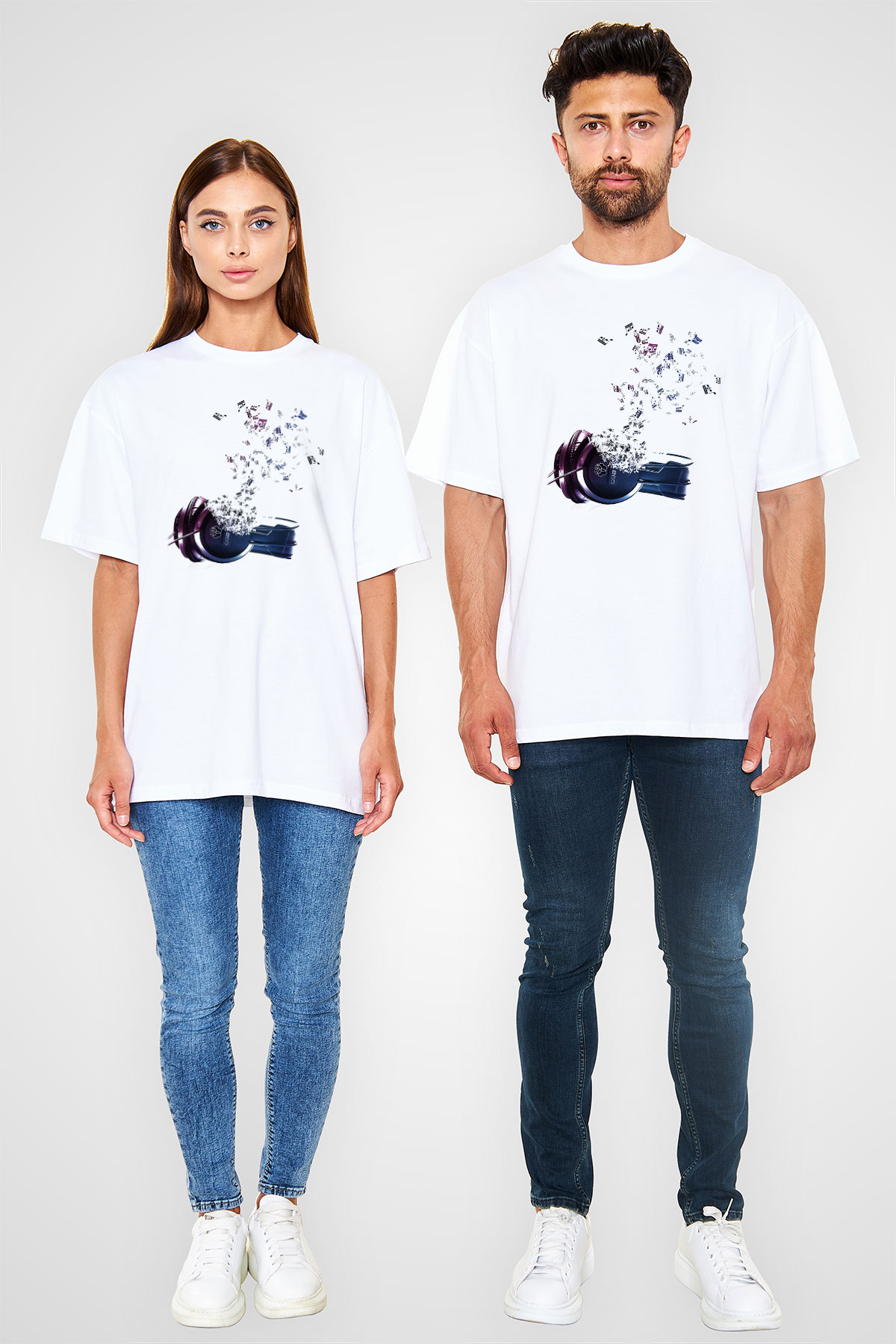 DJ Beyaz Unisex Oversize Tişört T-Shirt