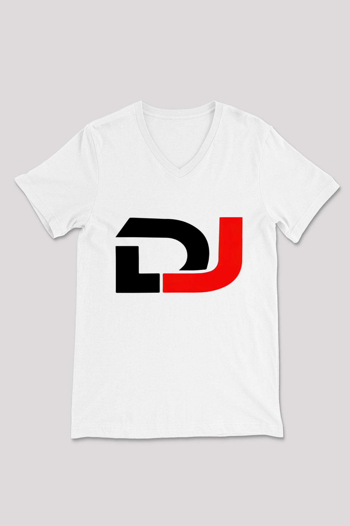 DJ Beyaz Unisex V Yaka Tişört T-Shirt