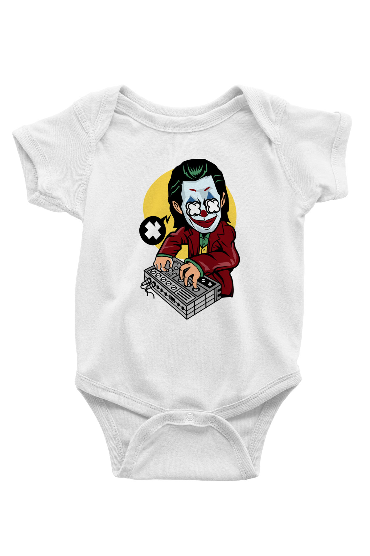 Dj Joker Baskılı Unisex Beyaz Bebek Body - Zıbın