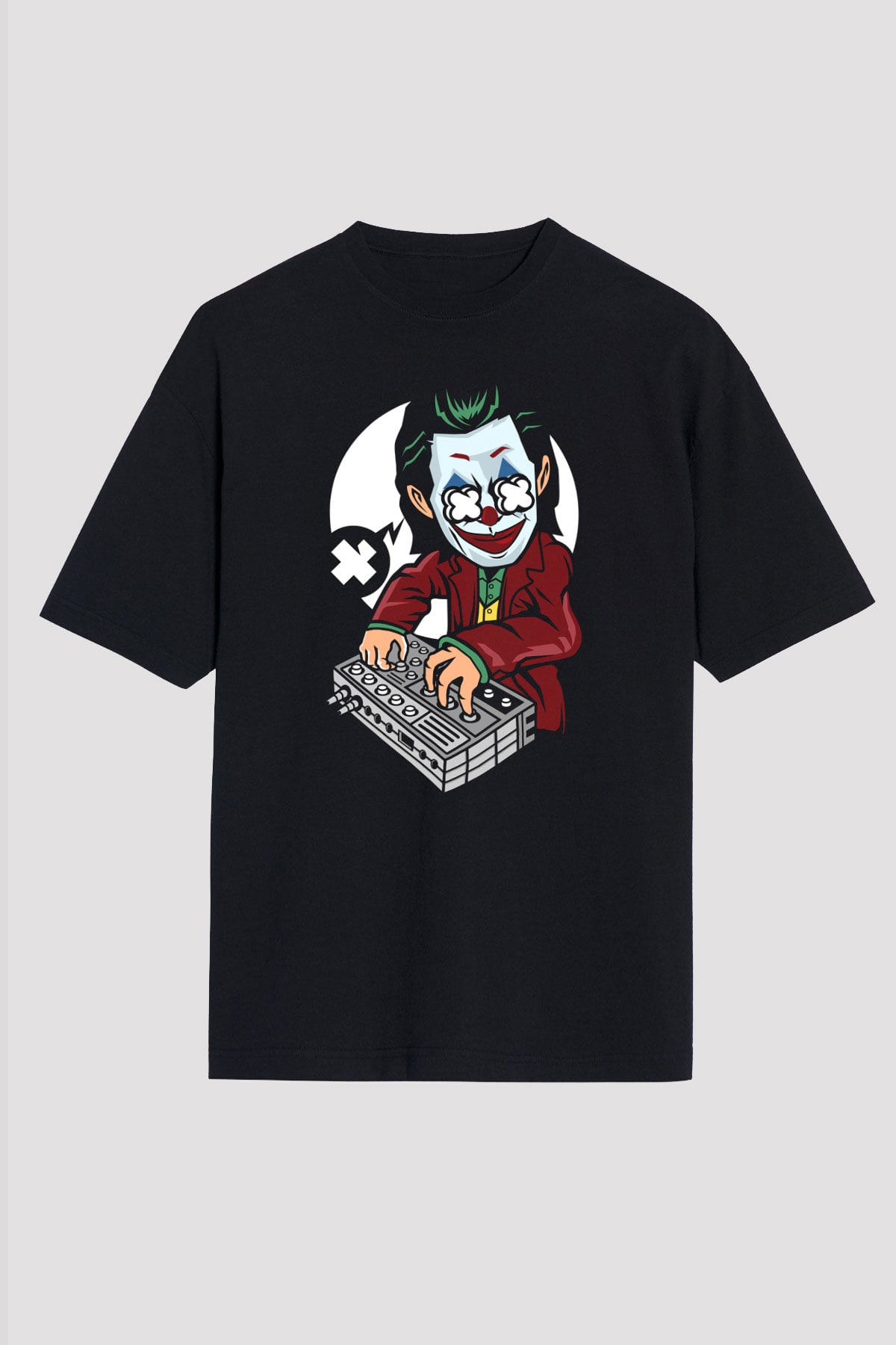 Dj Joker Baskılı Unisex Siyah Oversize Tişört