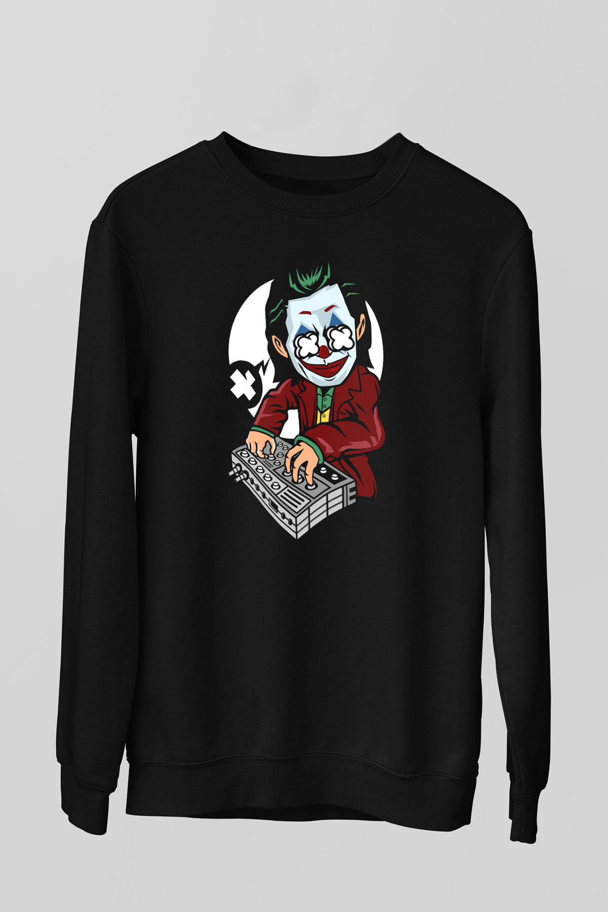 Dj Joker Baskılı Unisex Siyah Sweatshirt