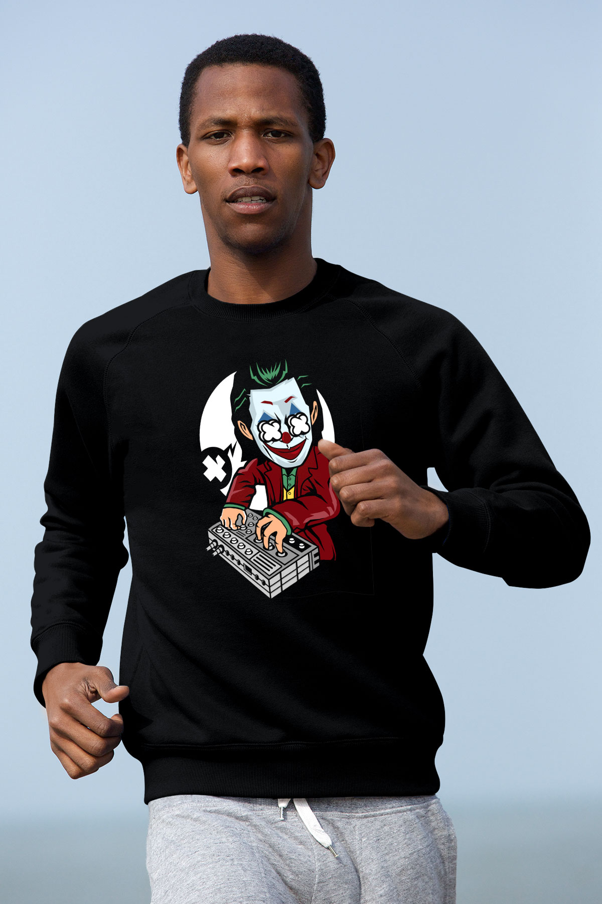 Dj Joker Baskılı Unisex Siyah Sweatshirt