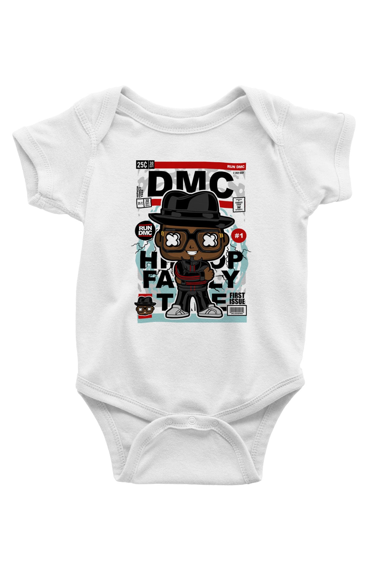 Dj Run - DMC - Baskılı Unisex Beyaz Bebek Body - Zıbın