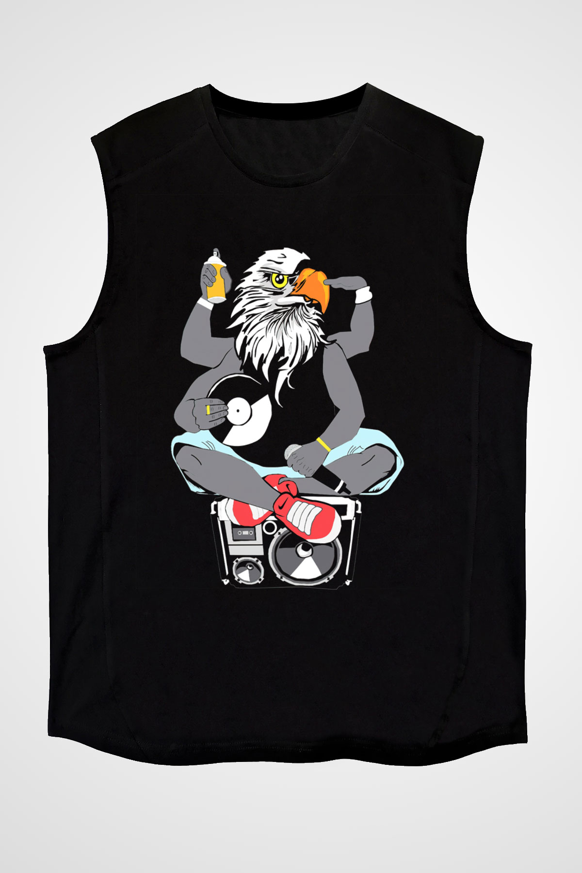 DJ Siyah Unisex Kolsuz Tişört