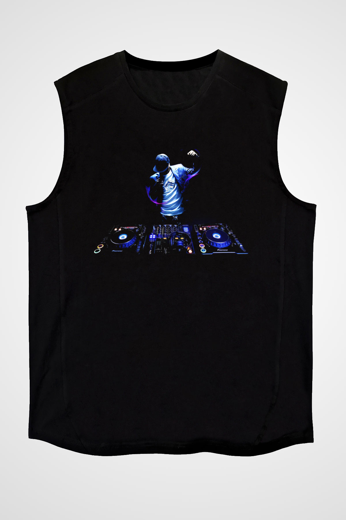 DJ Siyah Unisex Kolsuz Tişört