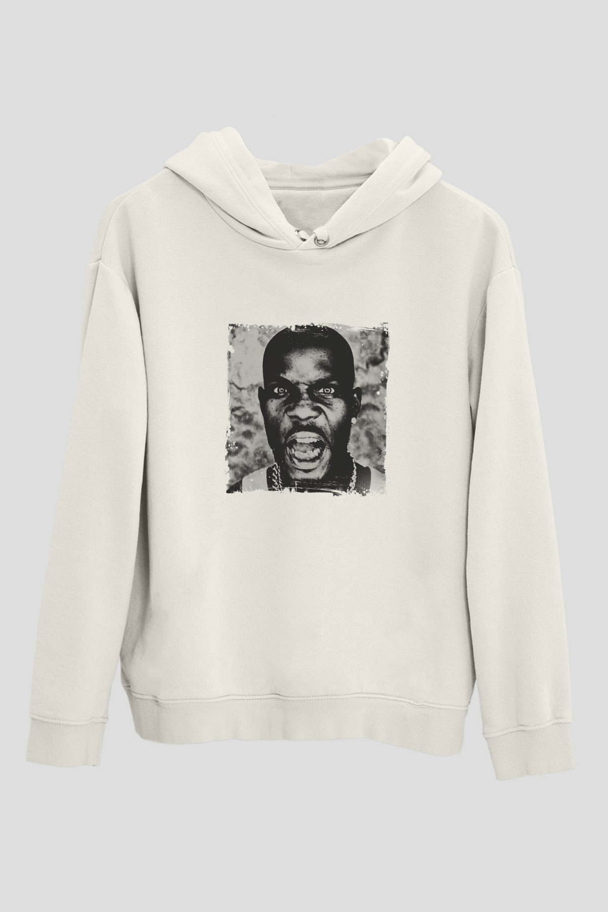DMX Baskılı Unisex Beyaz Kapüşonlu Sweatshirt