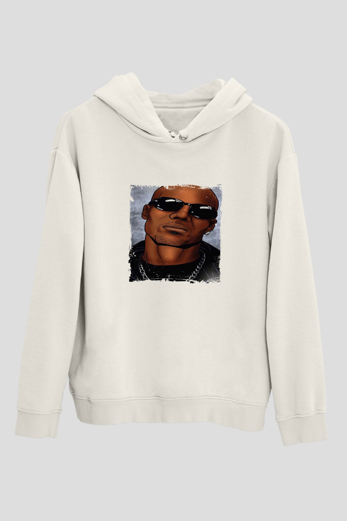 DMX Baskılı Unisex Beyaz Kapüşonlu Sweatshirt