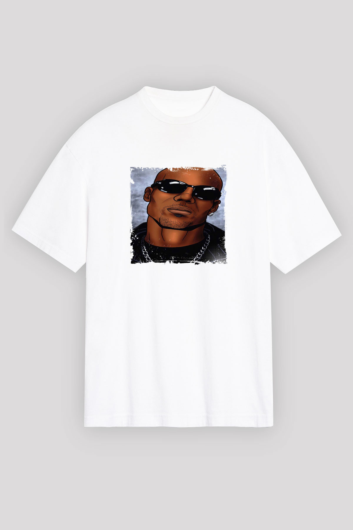 DMX Baskılı Oversize Beyaz Tişört