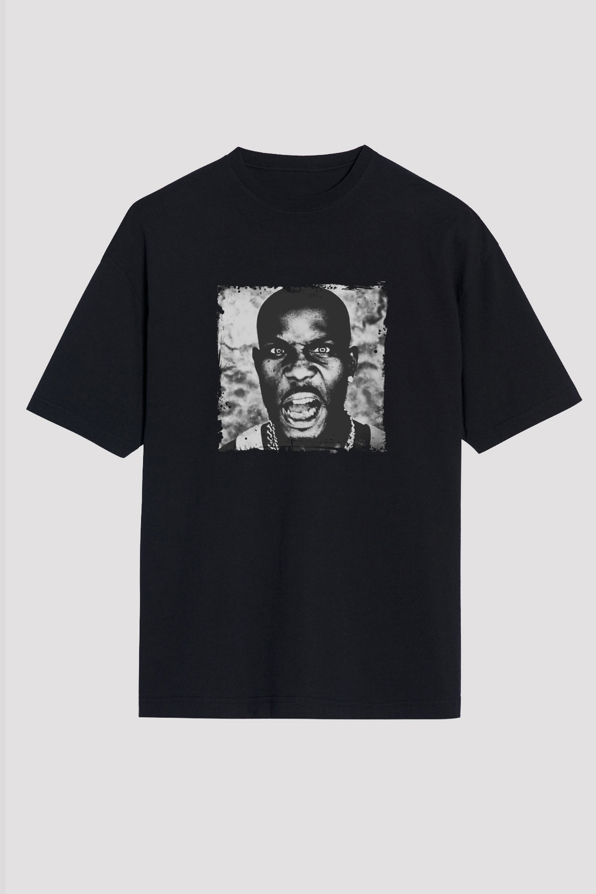 DMX Baskılı Unisex Oversize Siyah Tişört