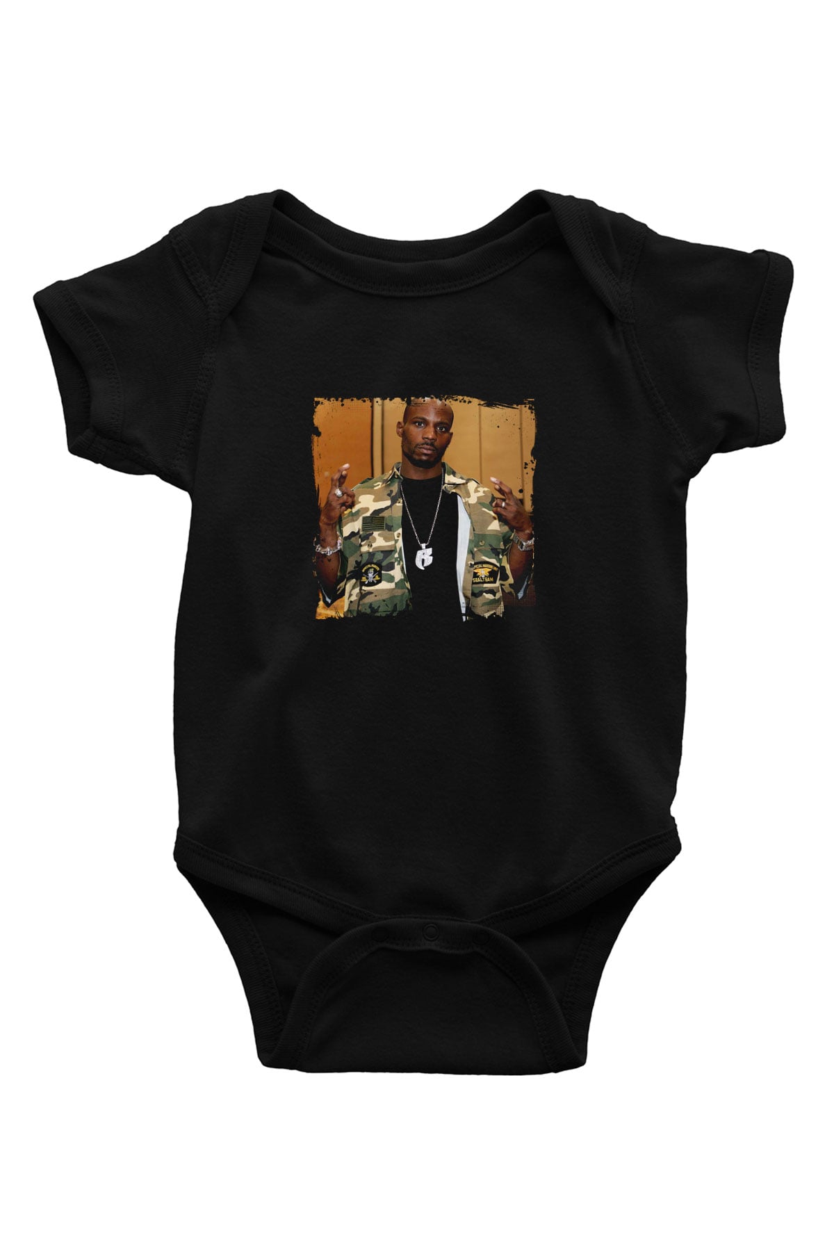 DMX Baskılı Unisex Siyah Bebek Body - Zıbın