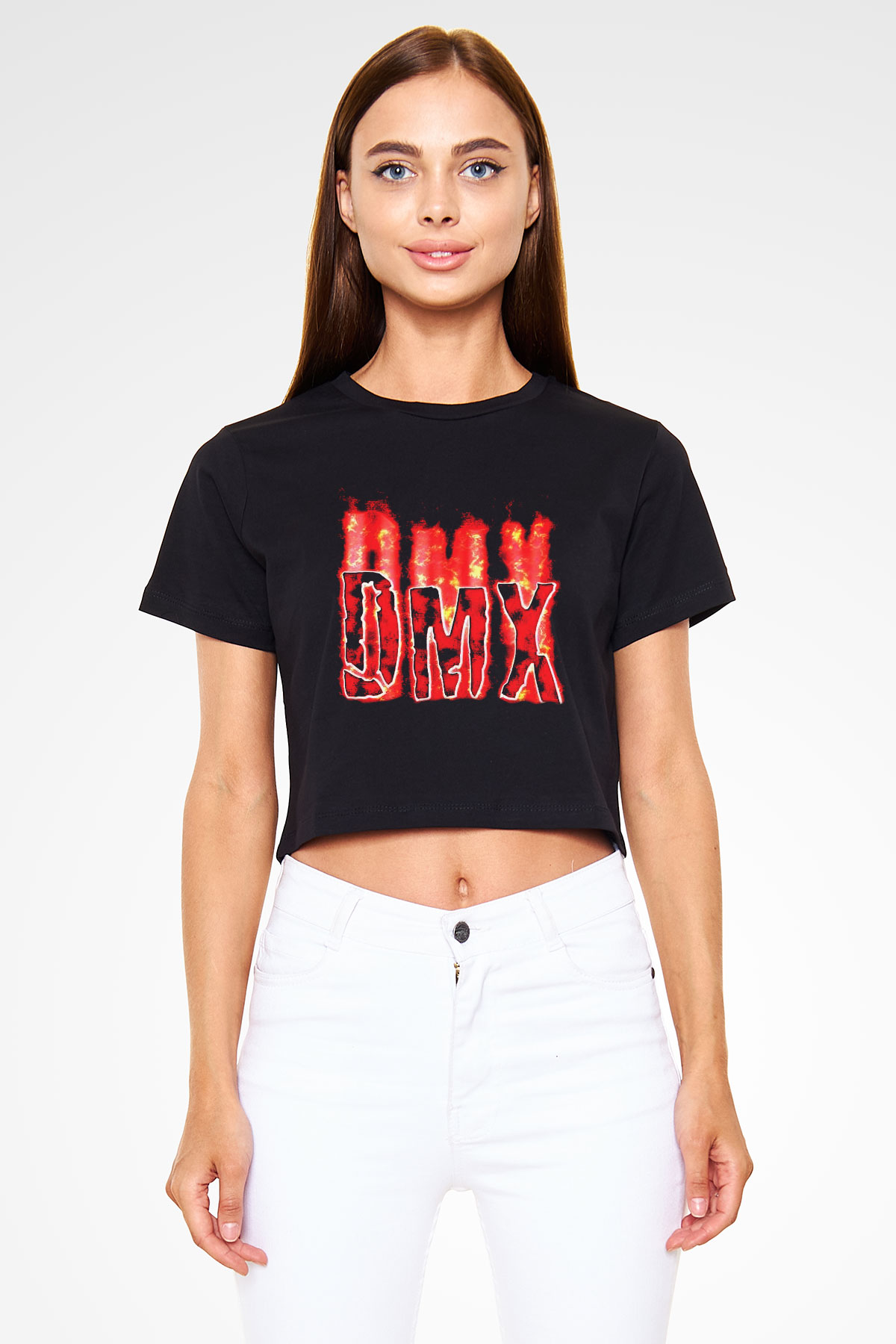 DMX Siyah Crop Top Tişört