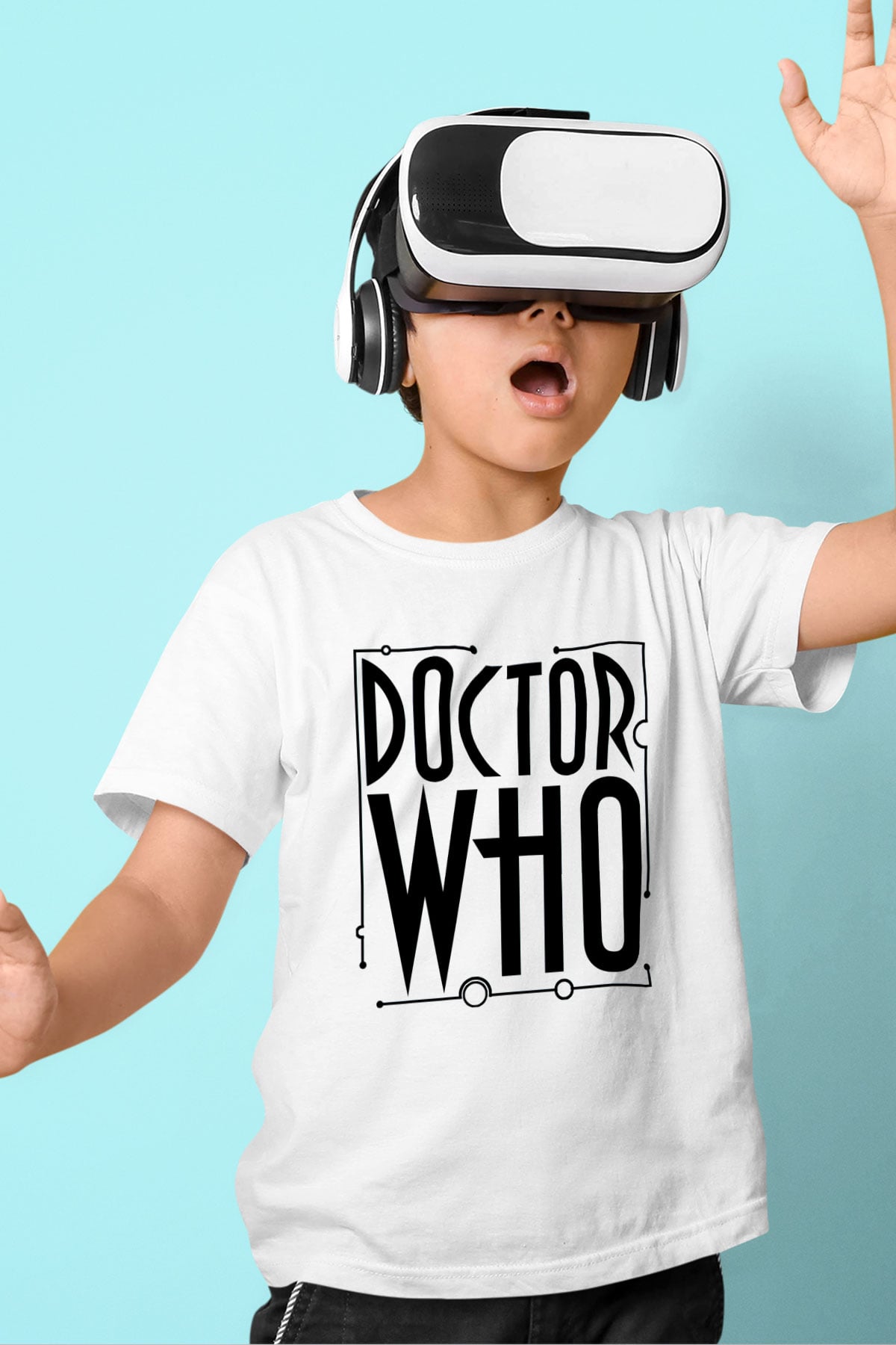 Doctor Who Baskılı Beyaz Unisex Çocuk Tişört