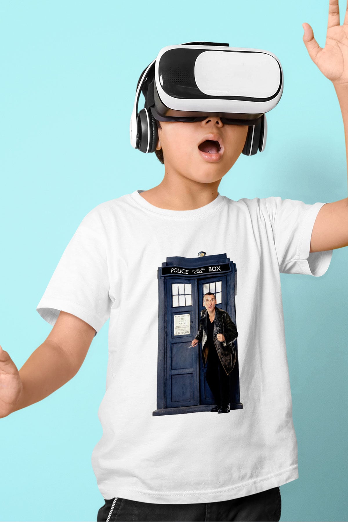 Doctor Who Baskılı Beyaz Unisex Çocuk Tişört
