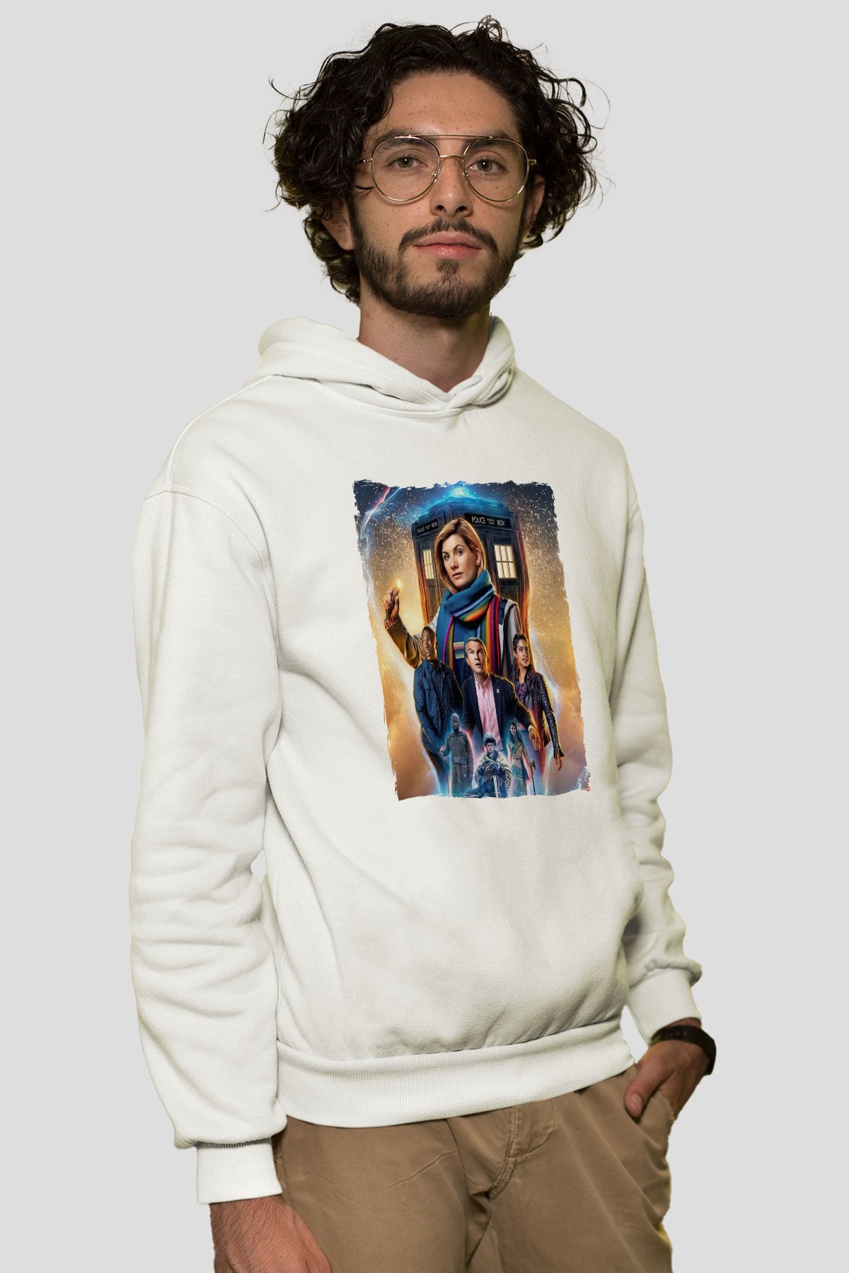Doctor Who Beyaz Unisex Hoodie