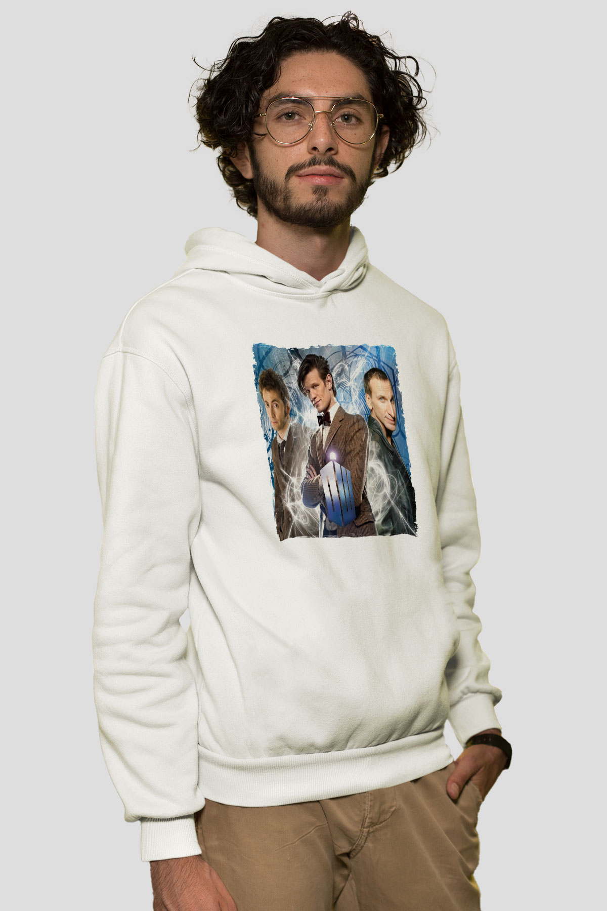 Doctor Who Beyaz Unisex Hoodie