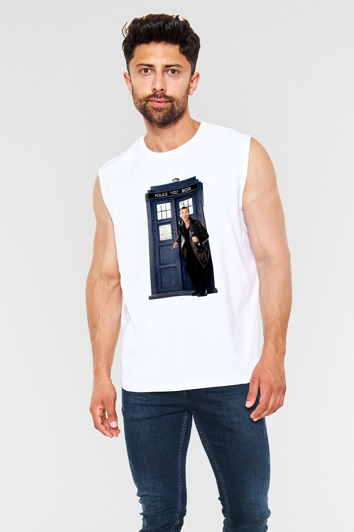 Doctor Who Beyaz Unisex Kolsuz Tişört