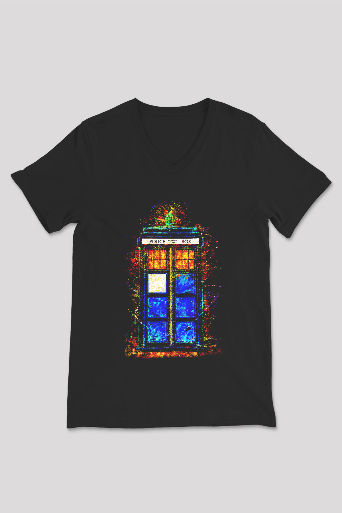 Doctor Who Siyah Unisex V Yaka Tişört T-Shirt