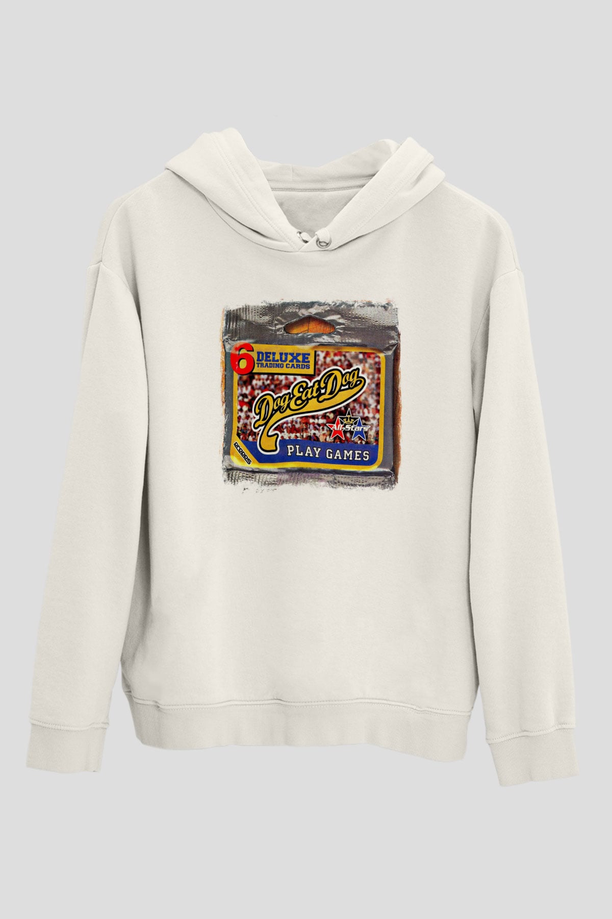 Dog Eat Dog Baskılı Unisex Beyaz Hoodie