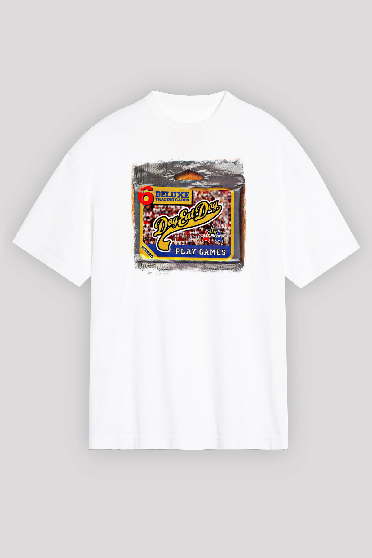 Dog Eat Dog Baskılı Unisex Beyaz Oversize Tişört