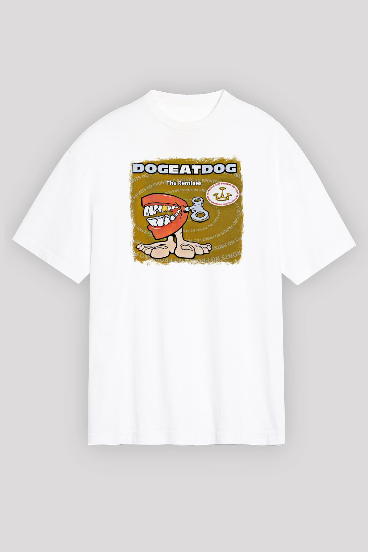 Dog Eat Dog Baskılı Unisex Beyaz Oversize Tişört
