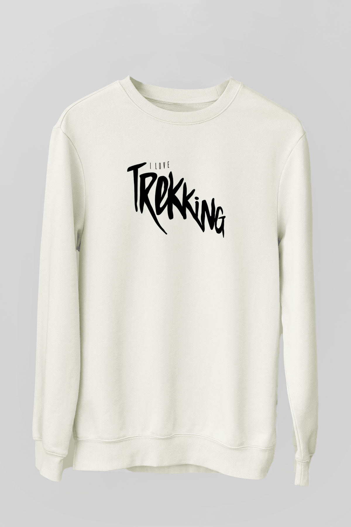 Doğa Yürüyüşü Baskılı Unisex Ekru Sweatshirt