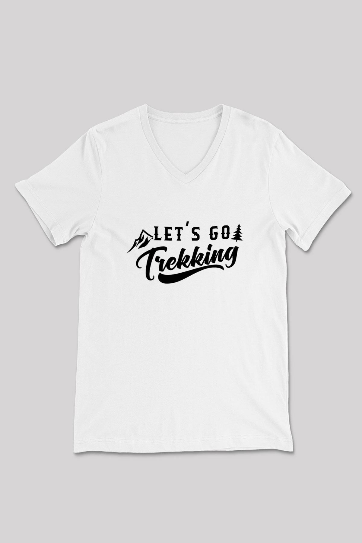 Doğa Yürüyüşü Baskılı Unisex V Yaka Tişört - Tshirt
