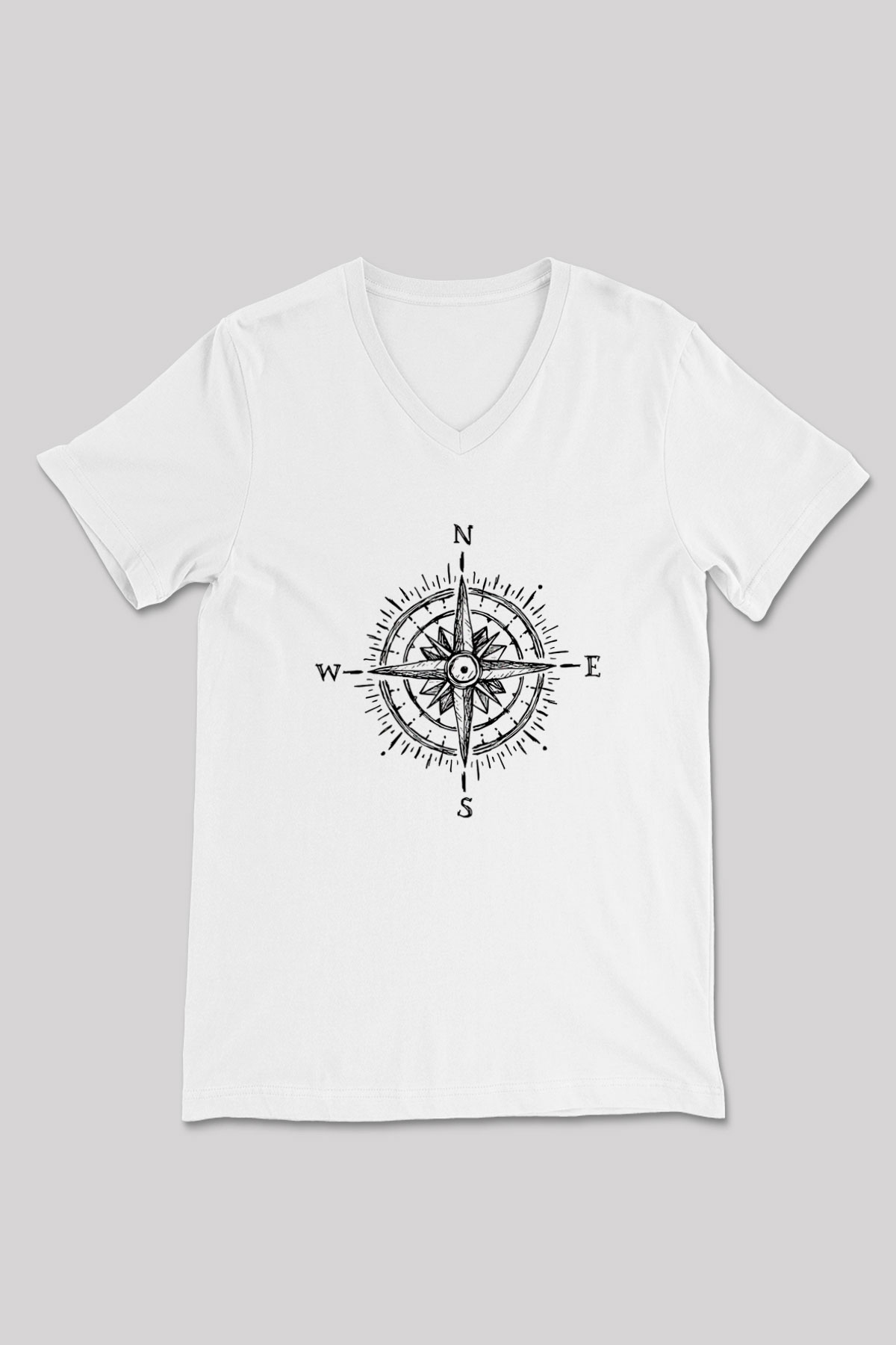 Doğa Yürüyüşü Baskılı Unisex V Yaka Tişört - Tshirt