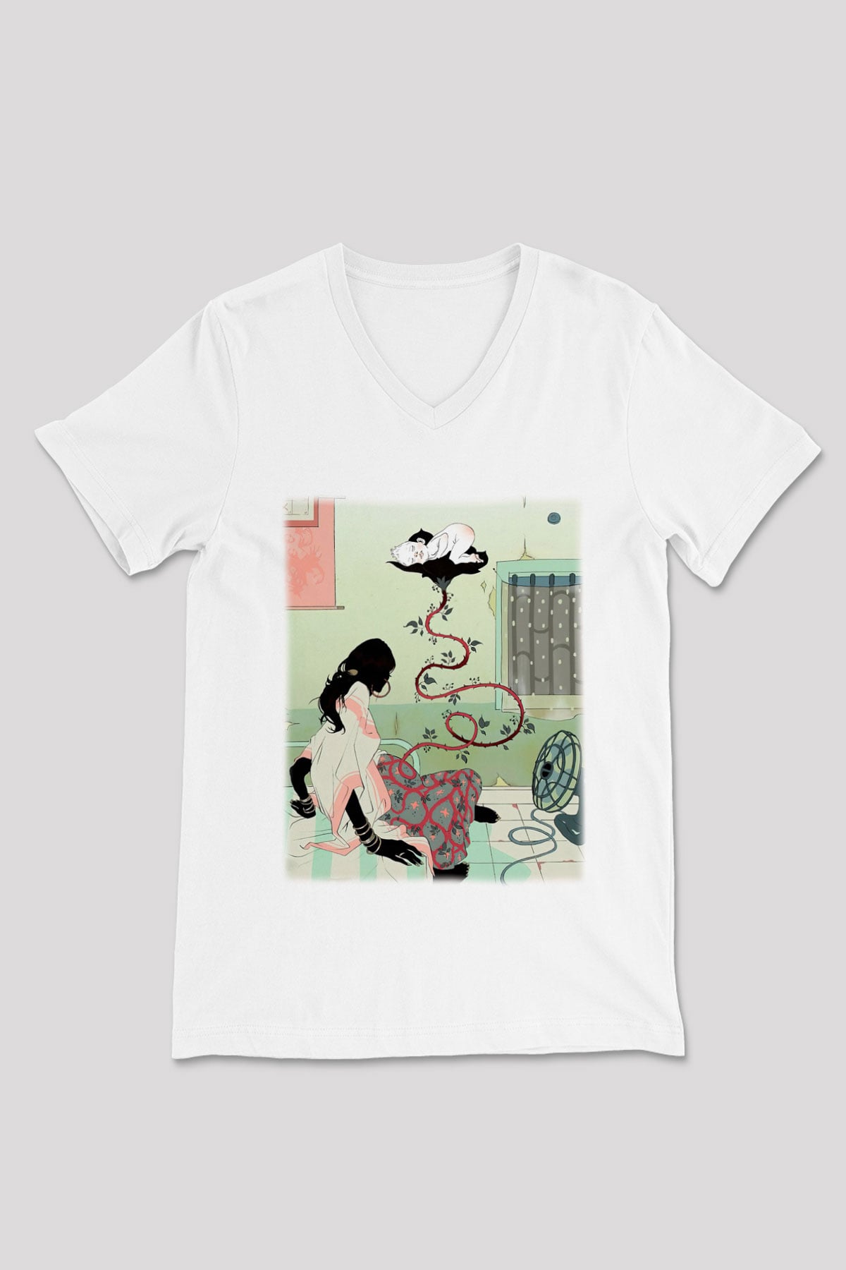 Doğum uzmanı Beyaz Unisex V Yaka Tişört T-Shirt