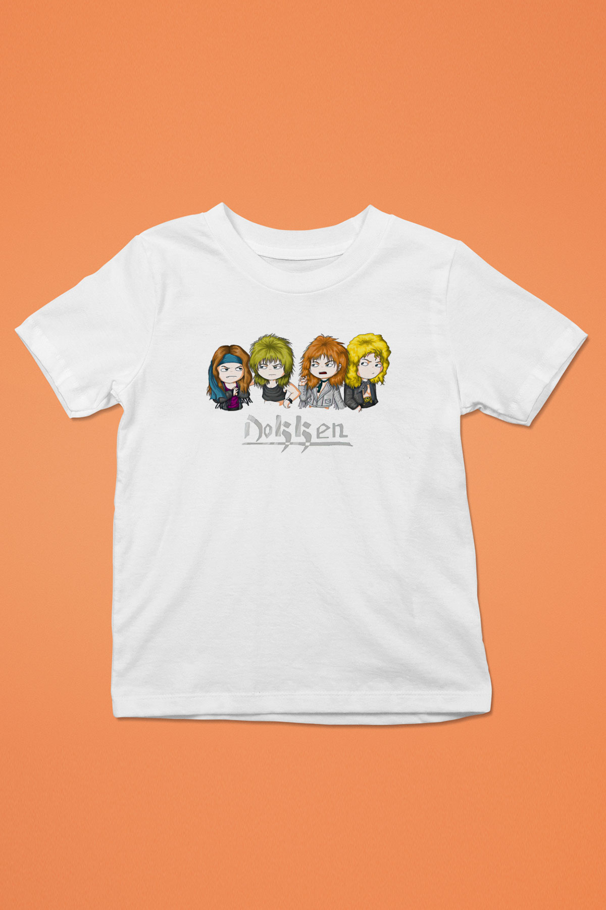 Dokken Baskılı Beyaz Unisex Beyaz Çocuk Tişört - Tshirt