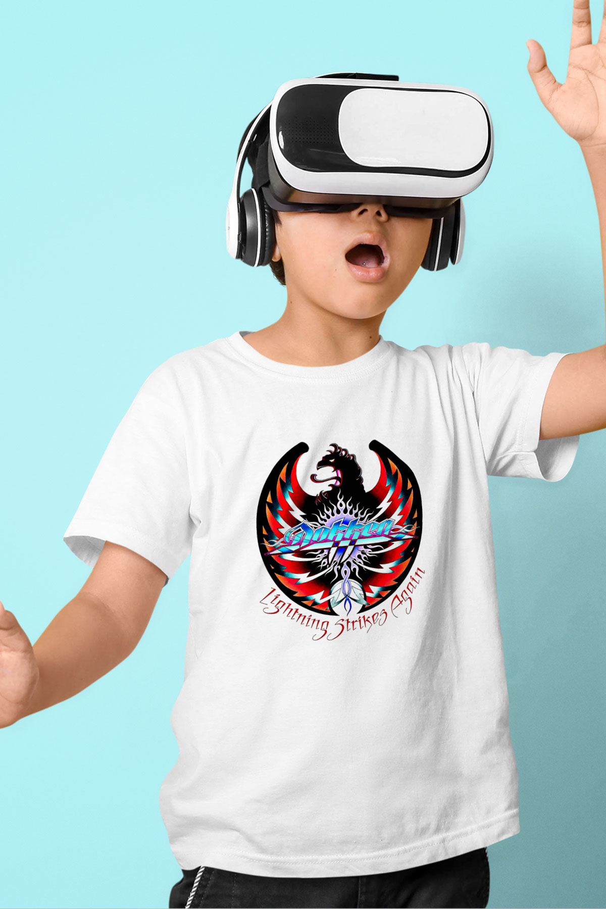 Dokken Baskılı Unisex Beyaz Çocuk Tişört