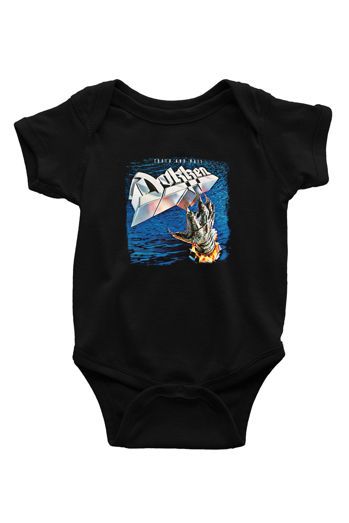 Dokken Baskılı Unisex Siyah Bebek Body - Zıbın